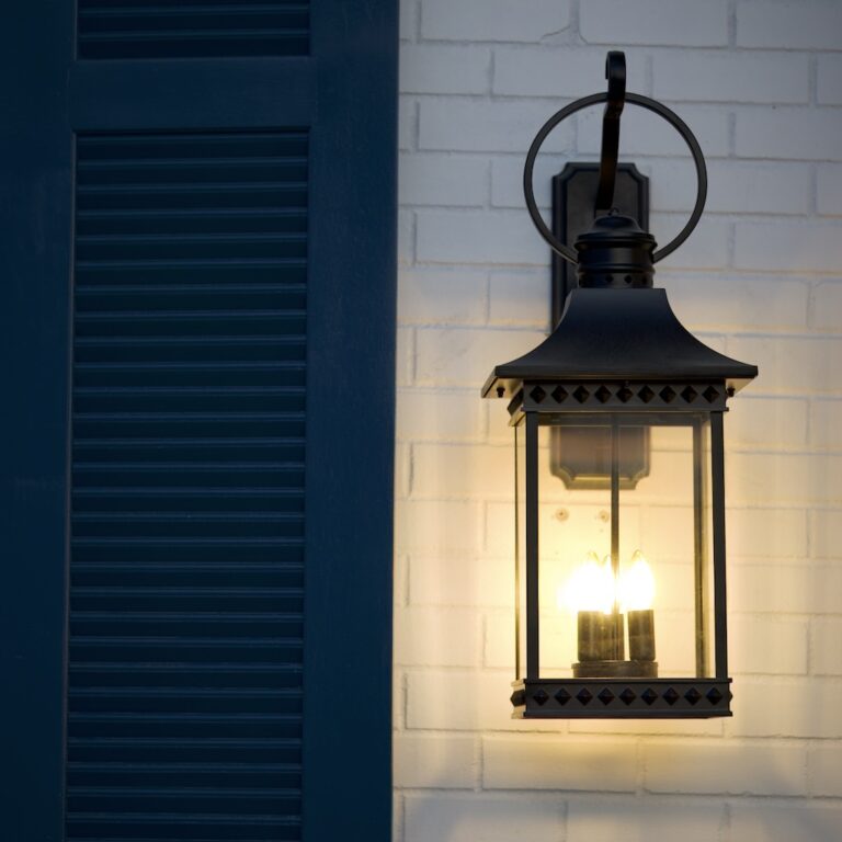 Lantern surrounding the entrance with deep warm tones