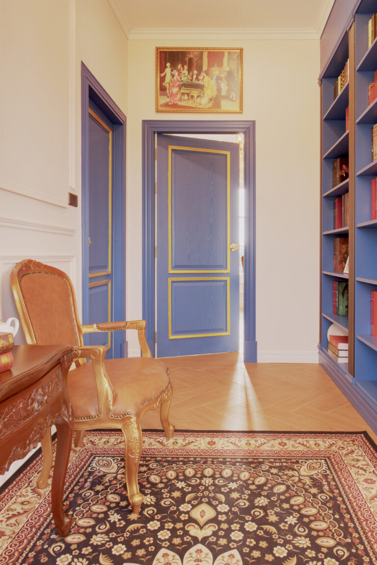 View of library area, sitting space in upper flow with access to bedrooms