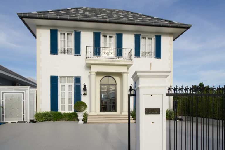 Perspective on property building daytime from street